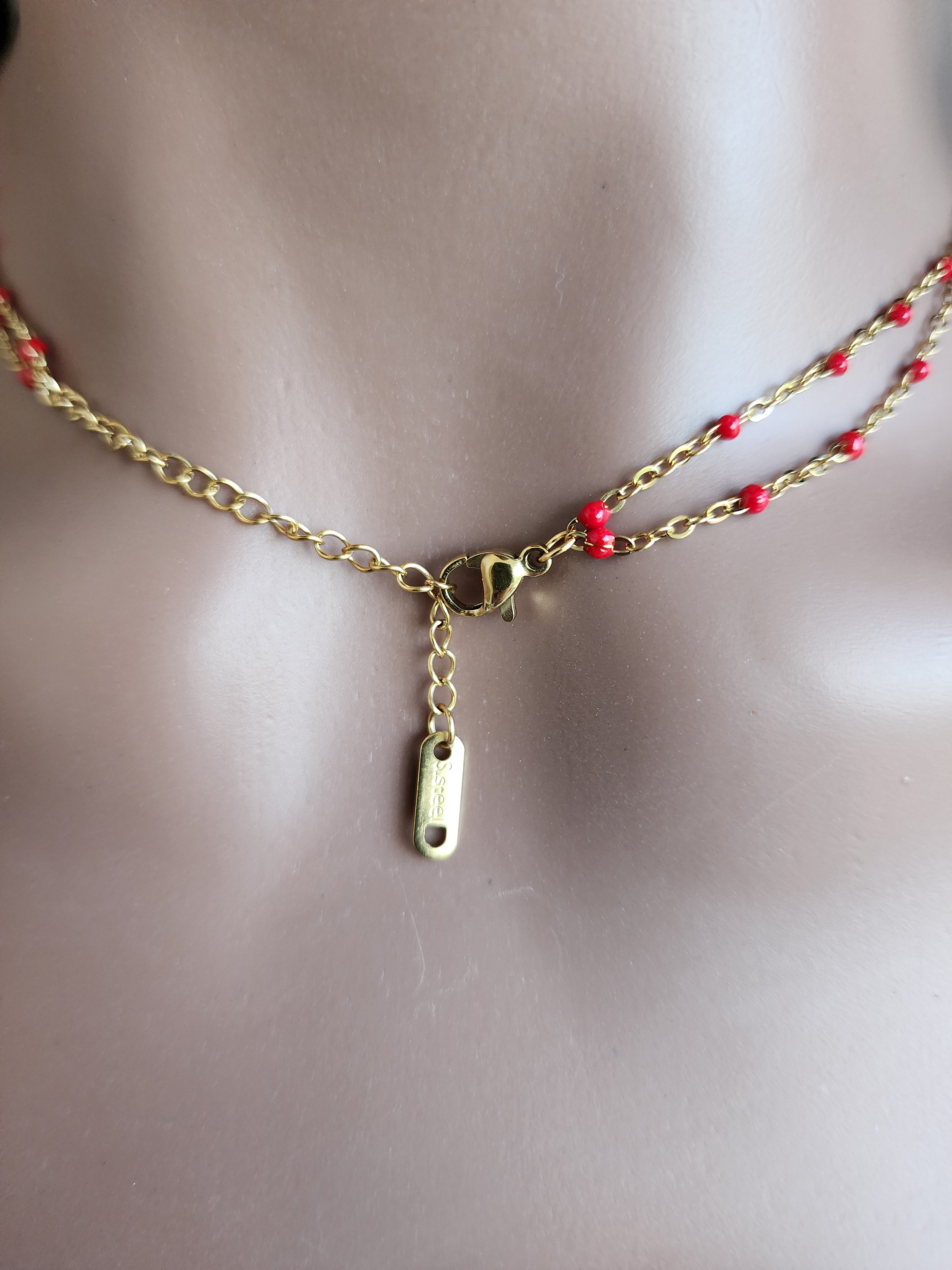 Collier double pendentif cerises