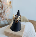 Bague ajustable fleurs motifs léopard