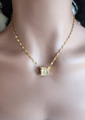 Collier pendentif cylindrique strass