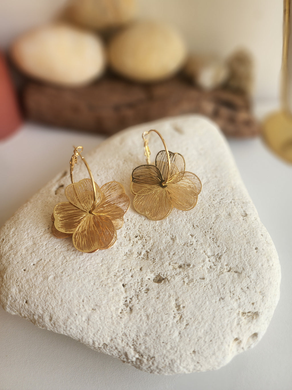 Boucles d'oreilles créoles fleurs