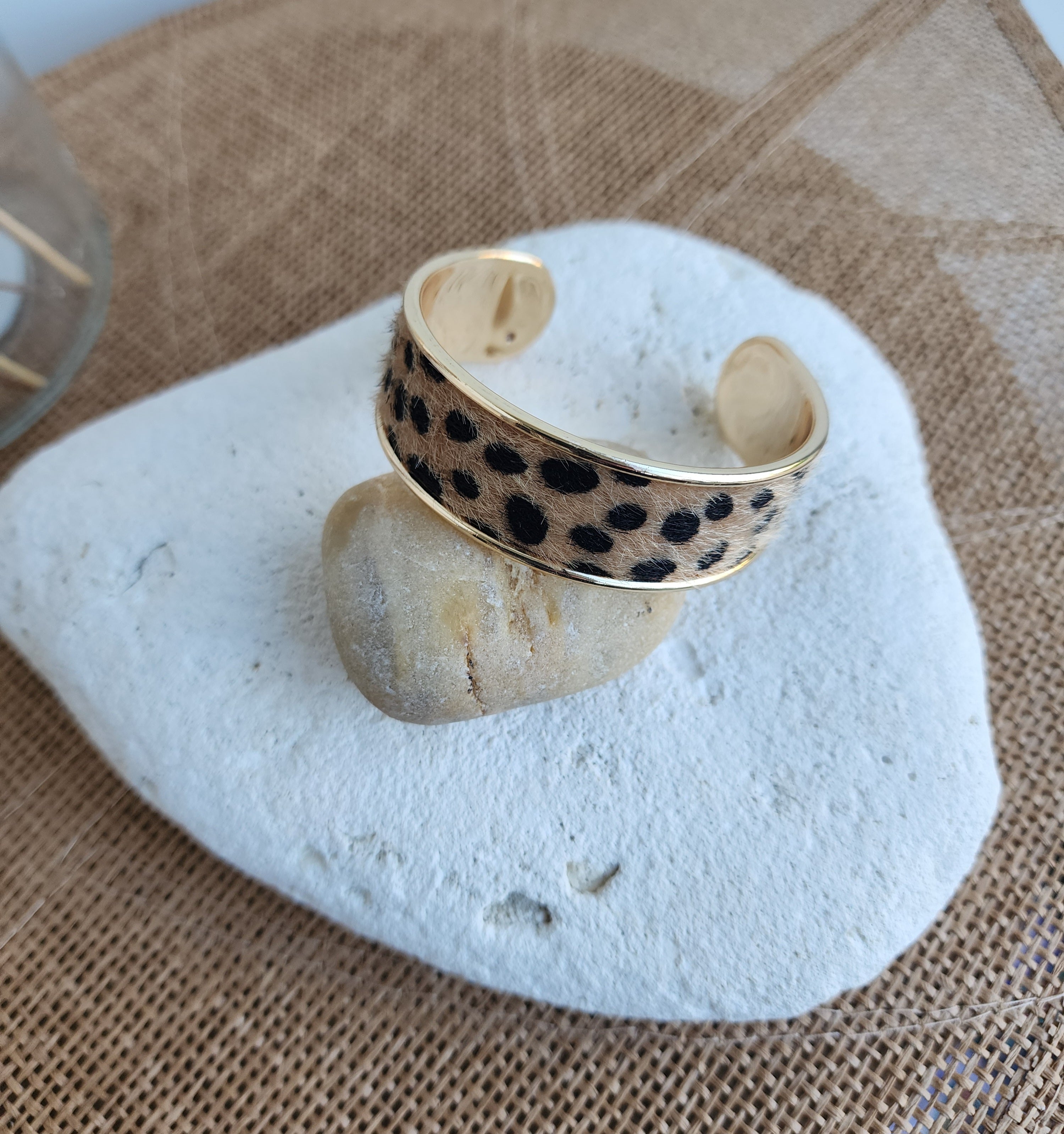 Bracelet jonc motifs léopard