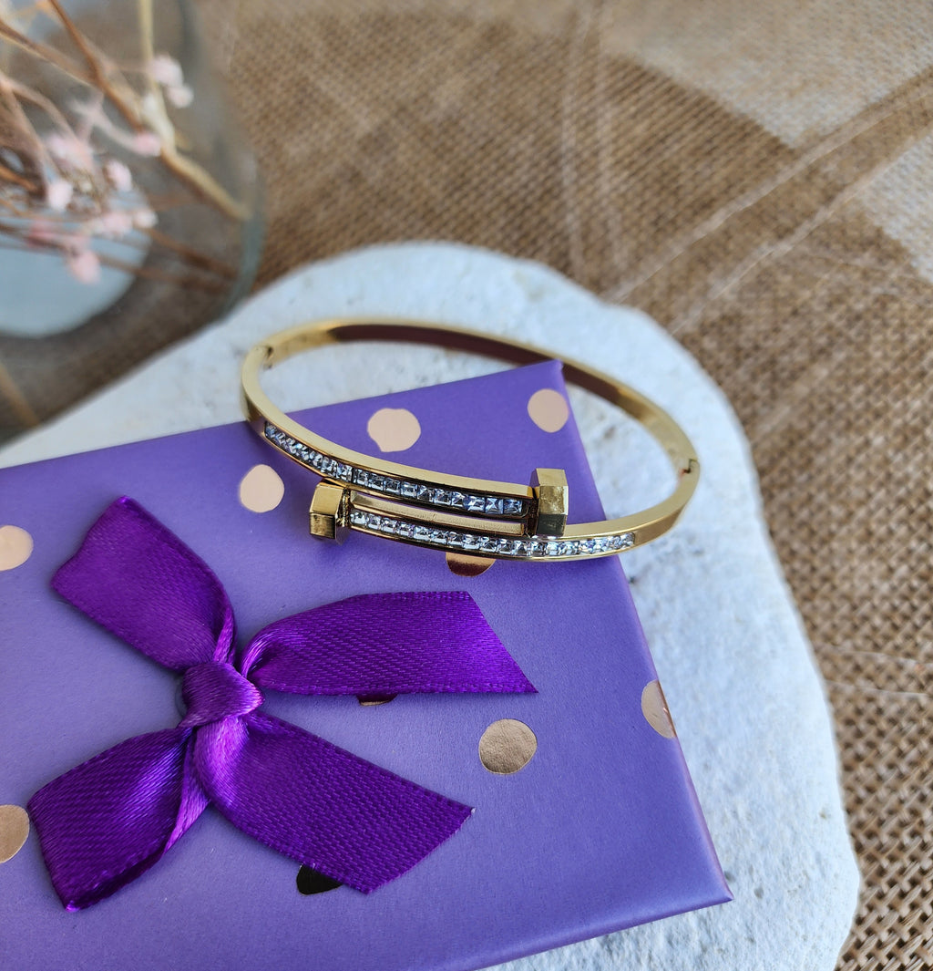 Bracelet jonc clous et strass