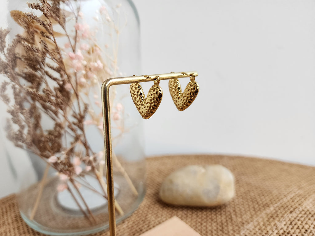 Boucles d'oreilles coeur martelé