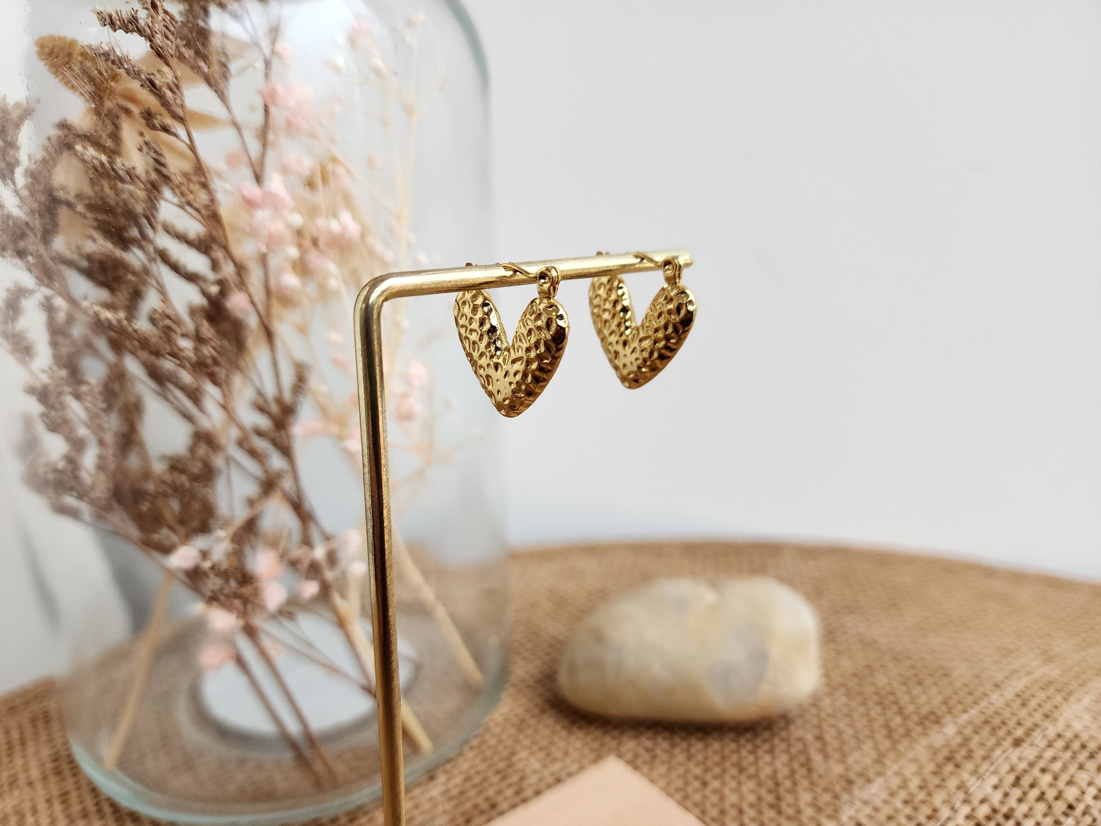 Boucles d'oreilles coeur martelé