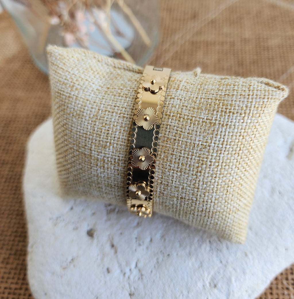 Bracelet jonc petites fleurs