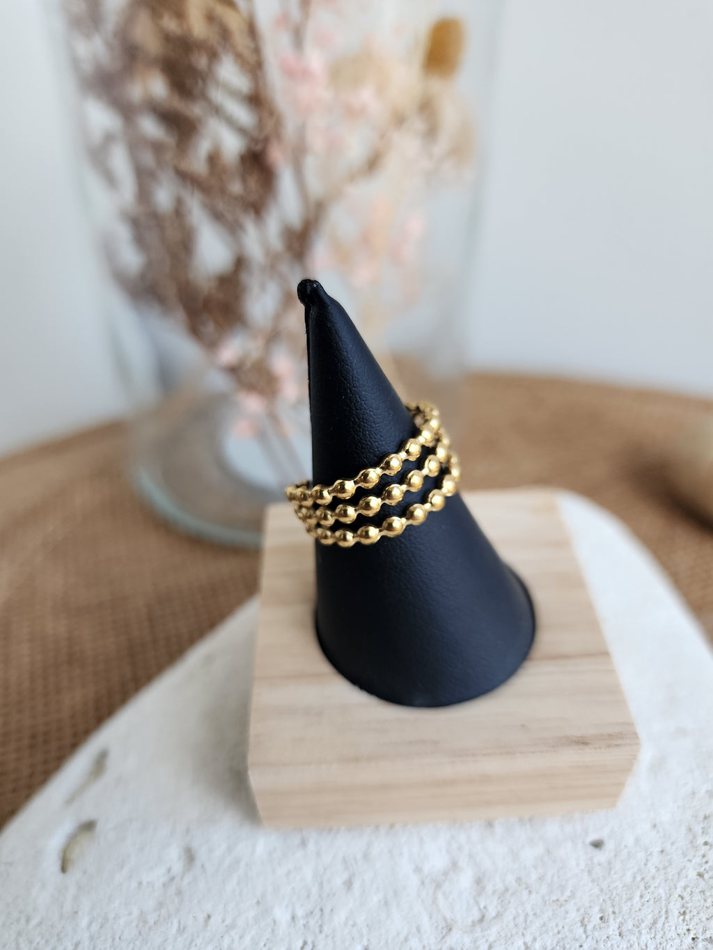 Bague ajustable perlée