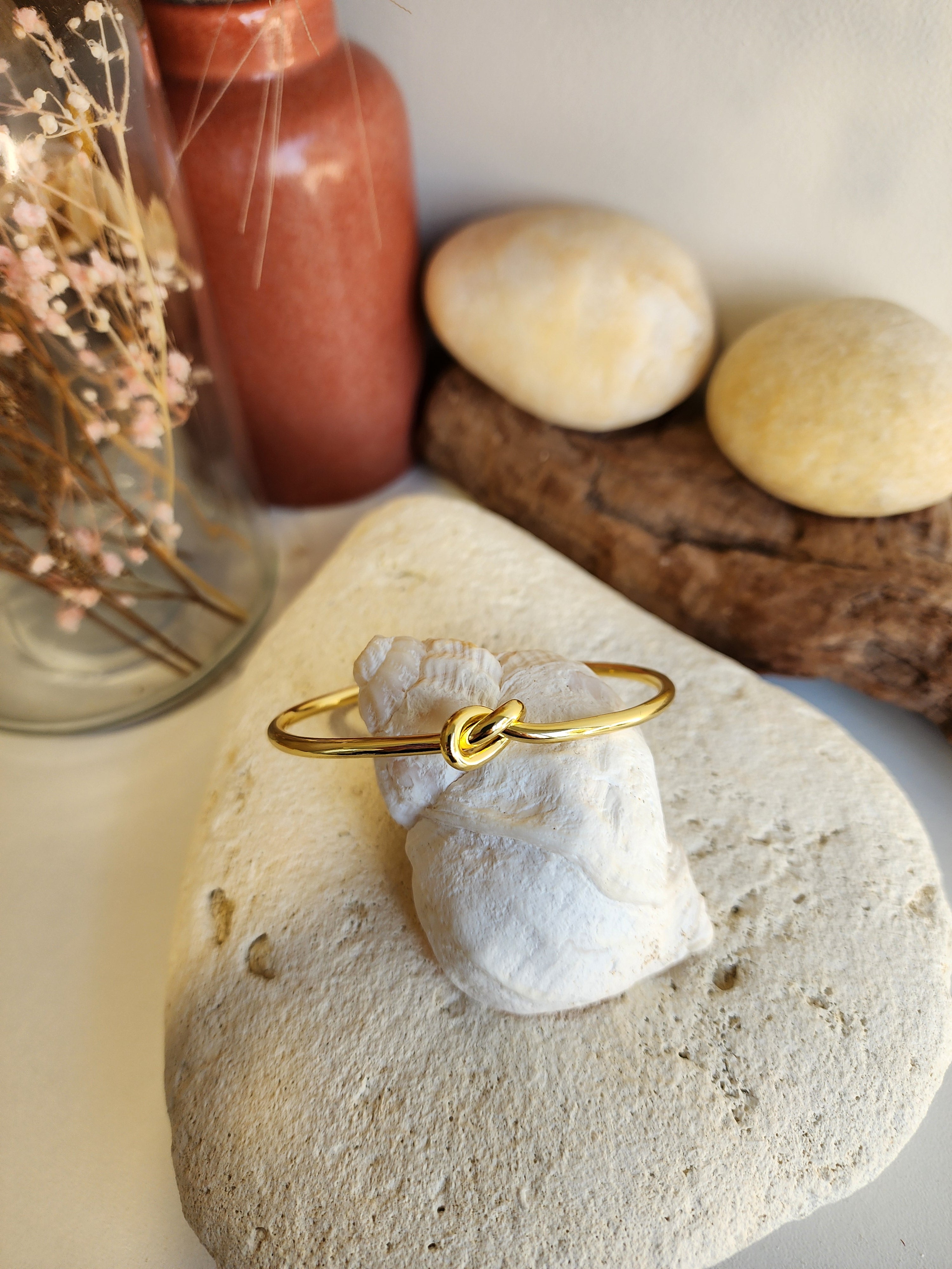 Bracelet jonc ajustable nœud