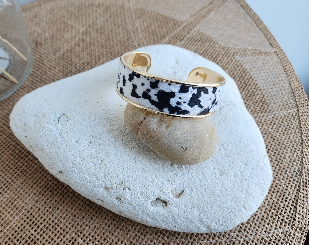 Bracelet jonc motifs imprimé "vachette "