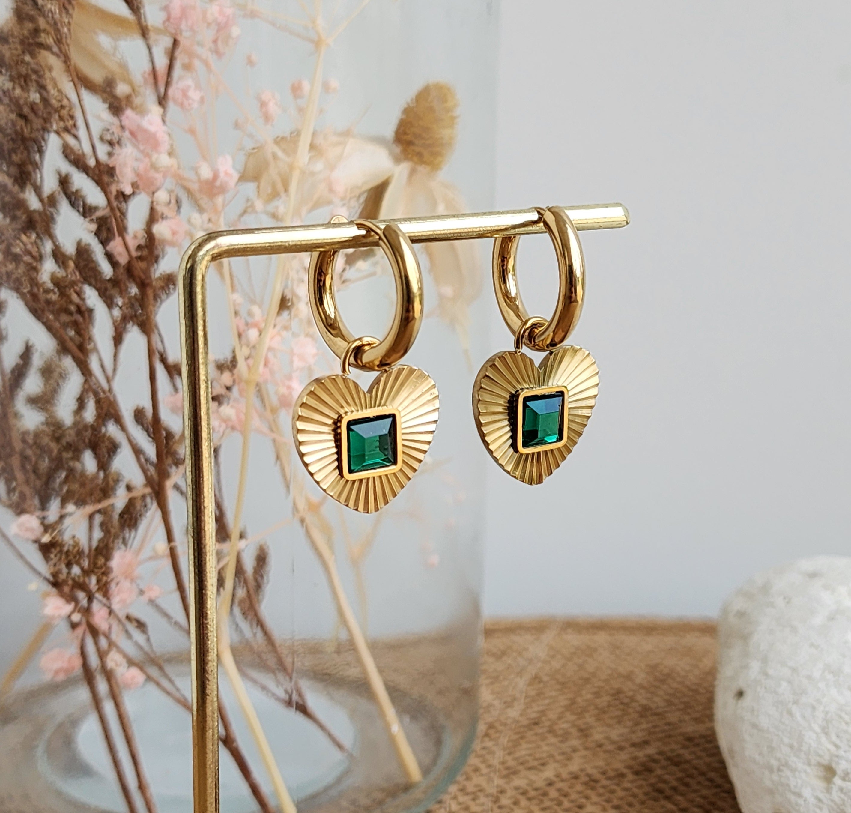 Boucles d'oreilles pendentif coeur