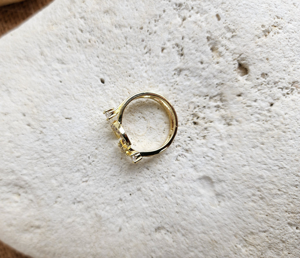 Bague ajustable lune et étoile
