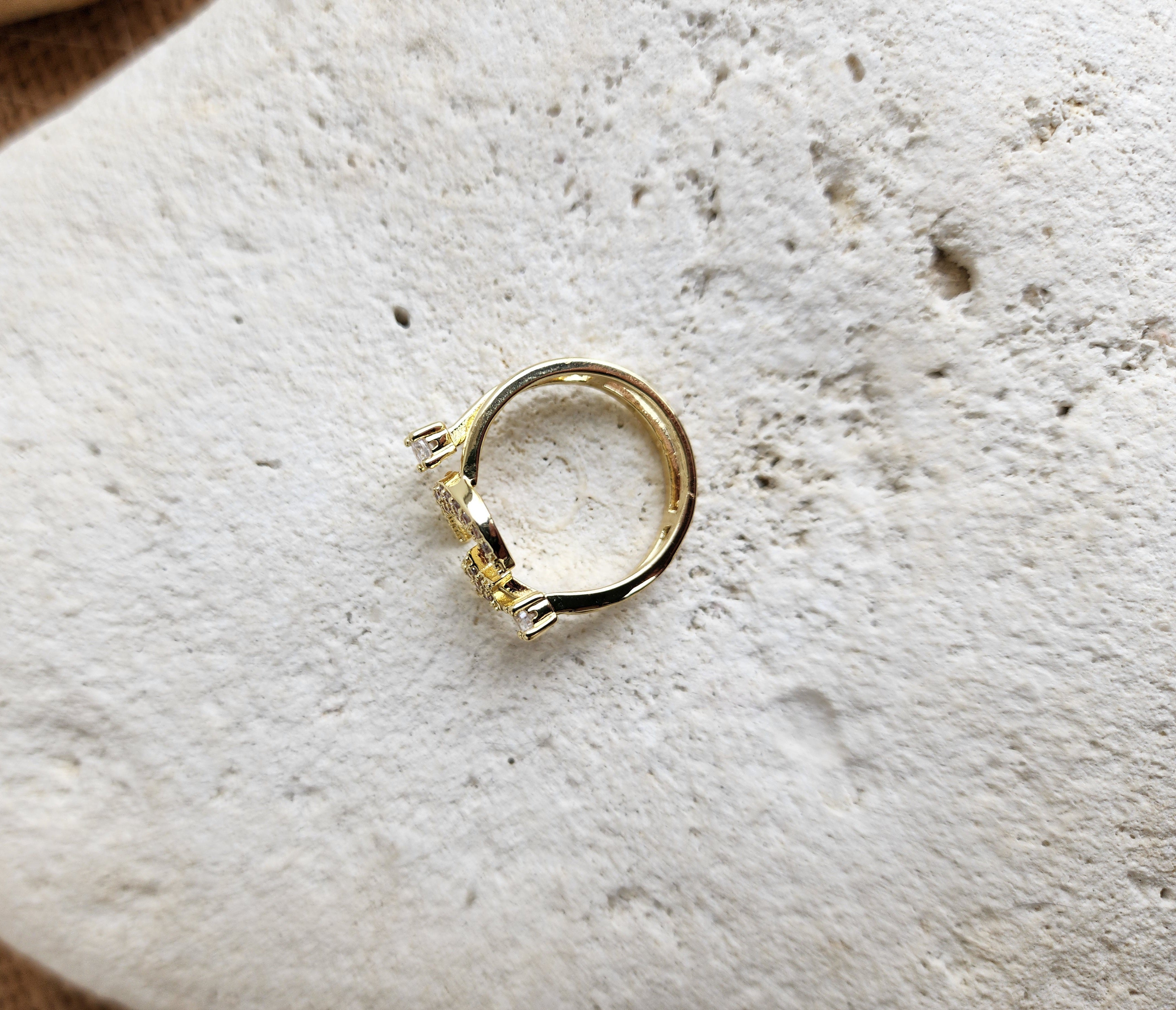 Bague ajustable lune et étoile