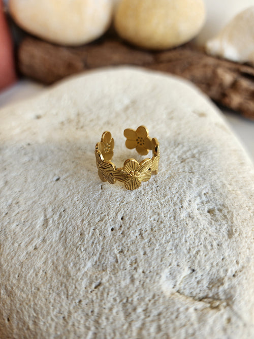 Bague ajustable fleurs