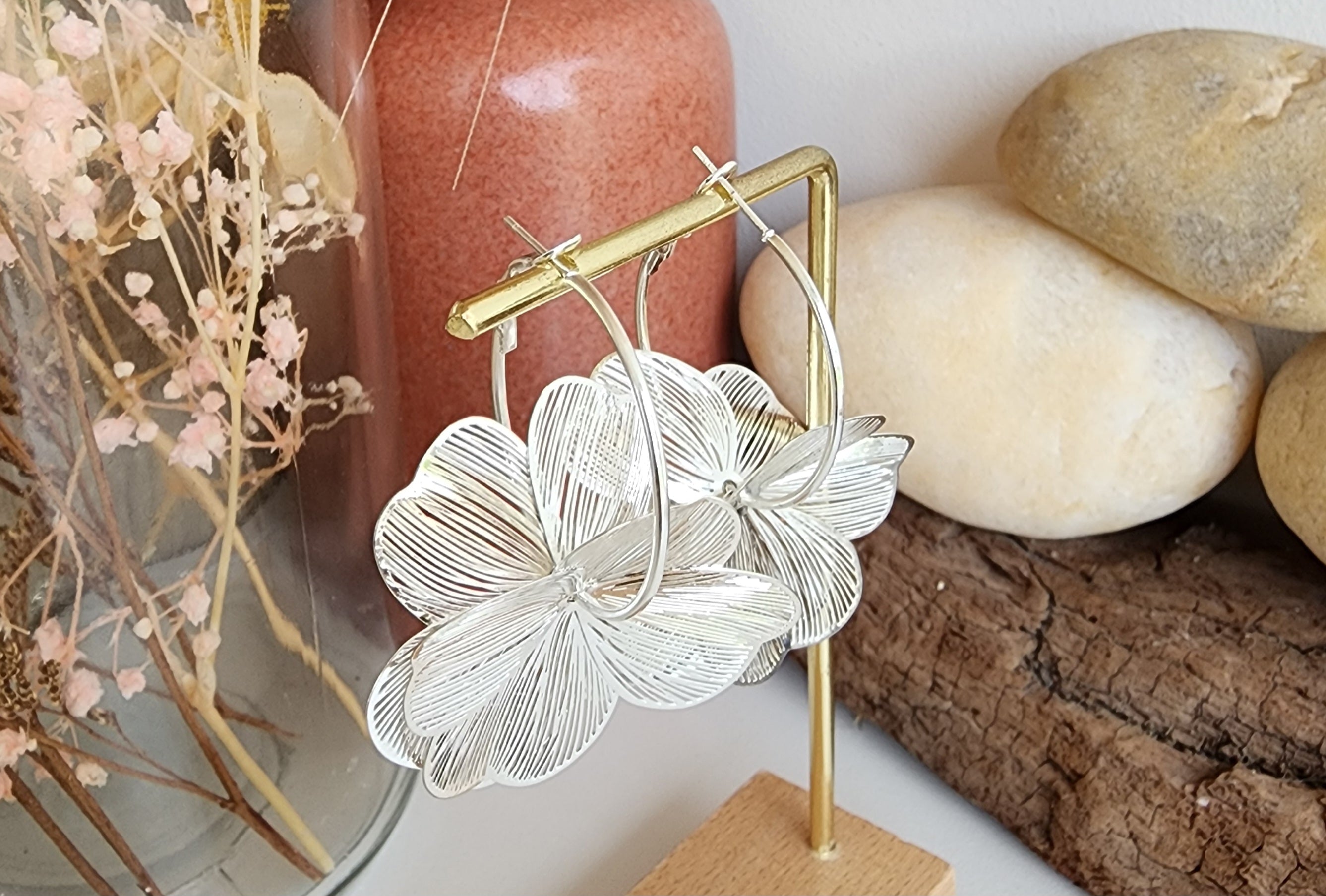Boucles d'oreilles créoles fleurs
