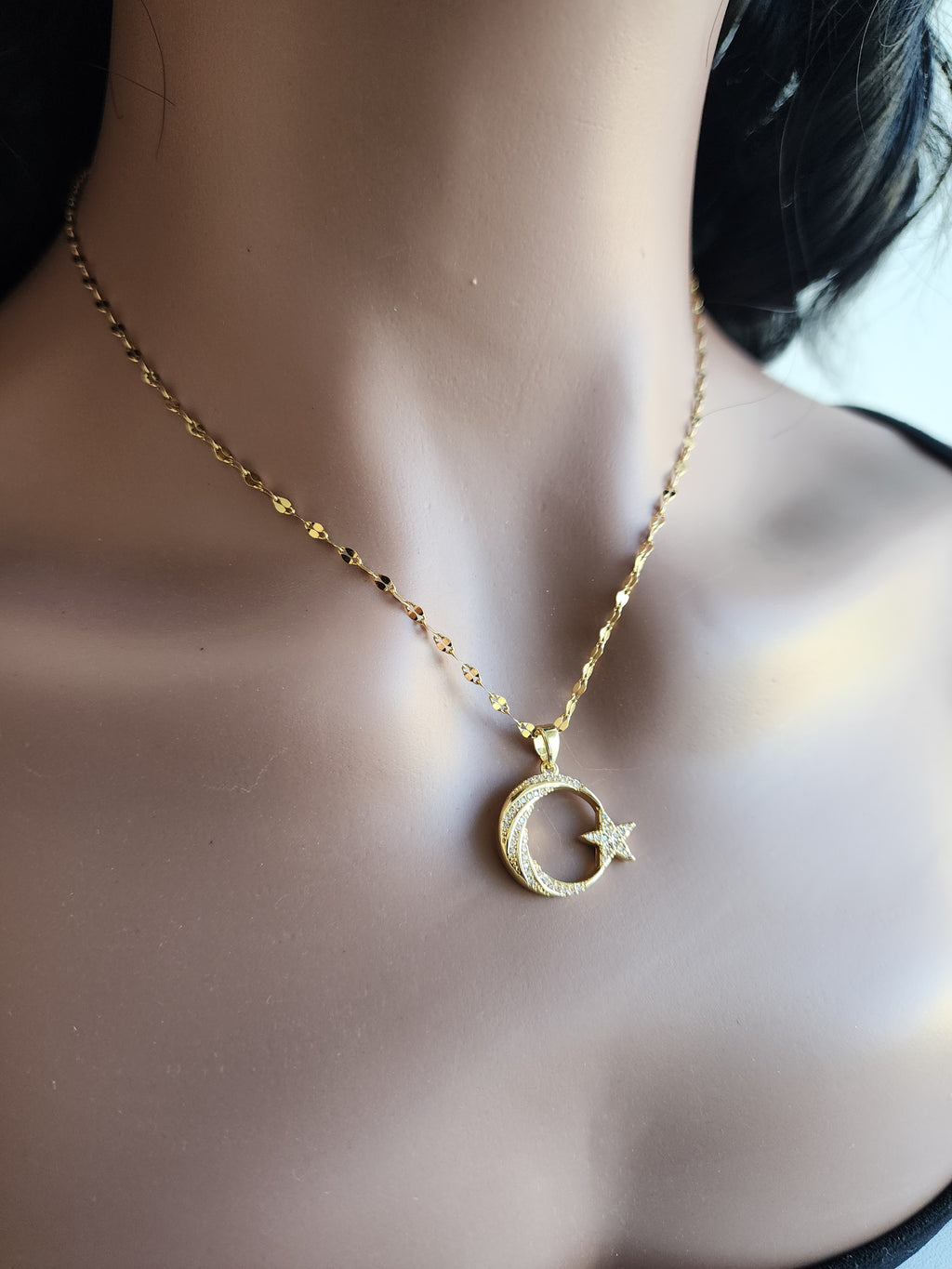 Collier pendentif Lune et soleil