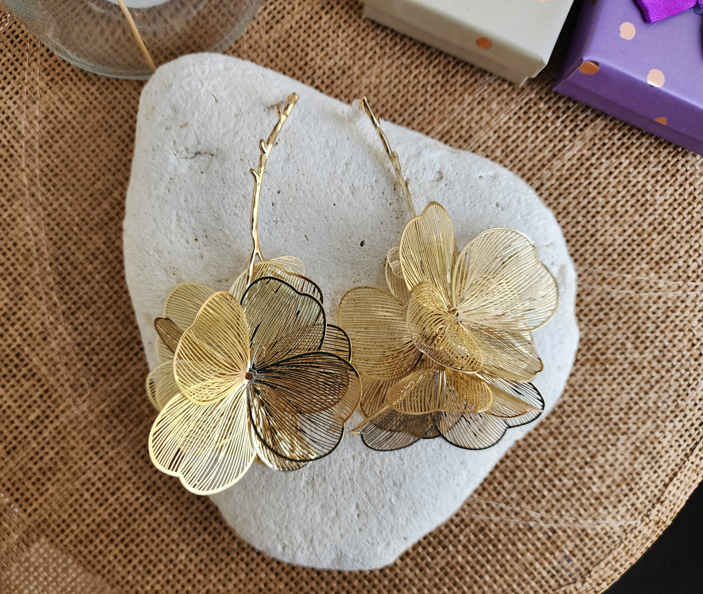 Boucles d'oreilles pendantes fleurs