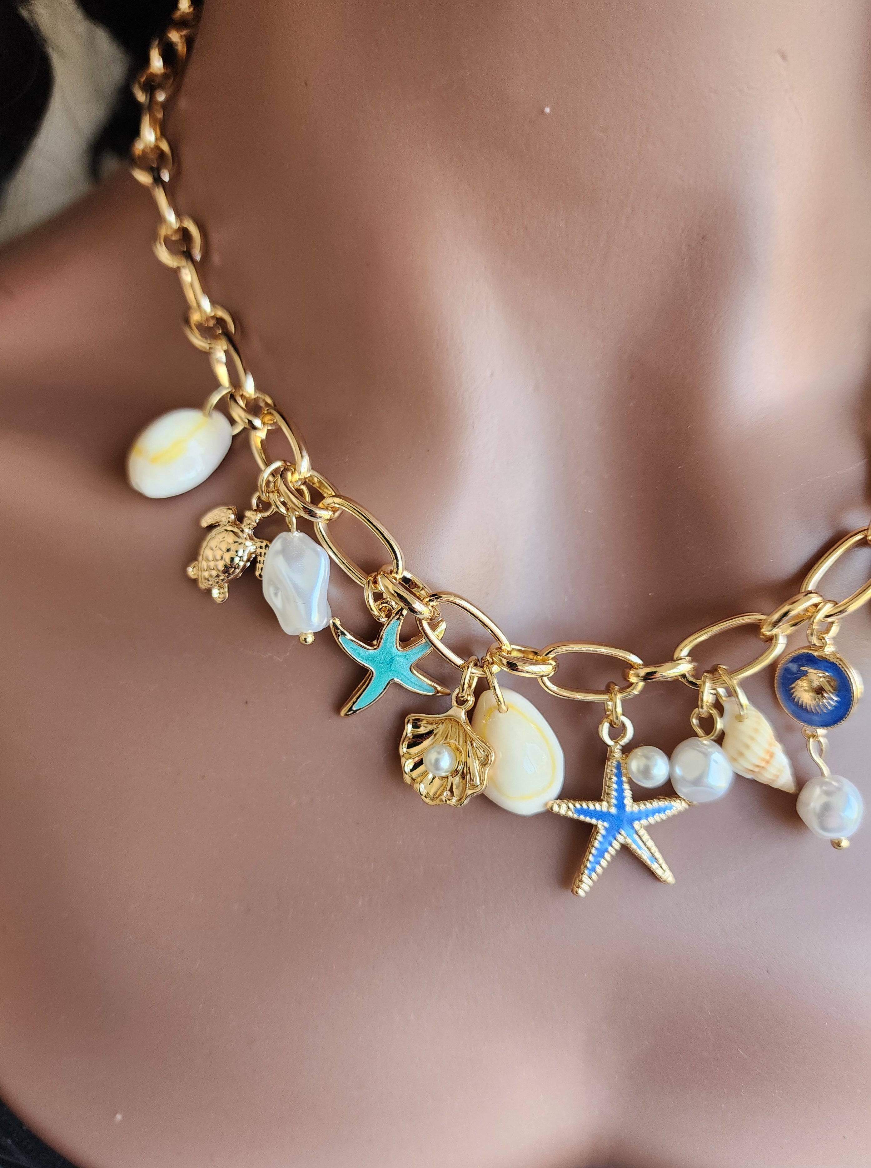 Collier à breloques étoiles de mer