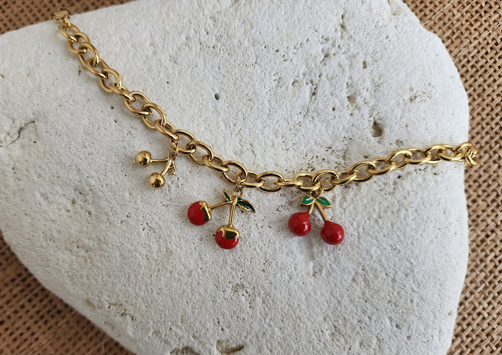 Bracelet à breloques cerises