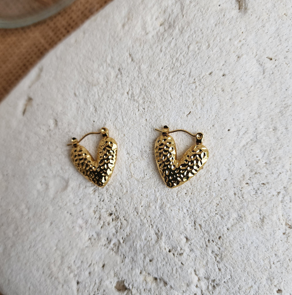 Boucles d'oreilles coeur martelé