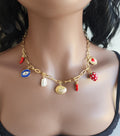 Collier à breloques fraises,piment