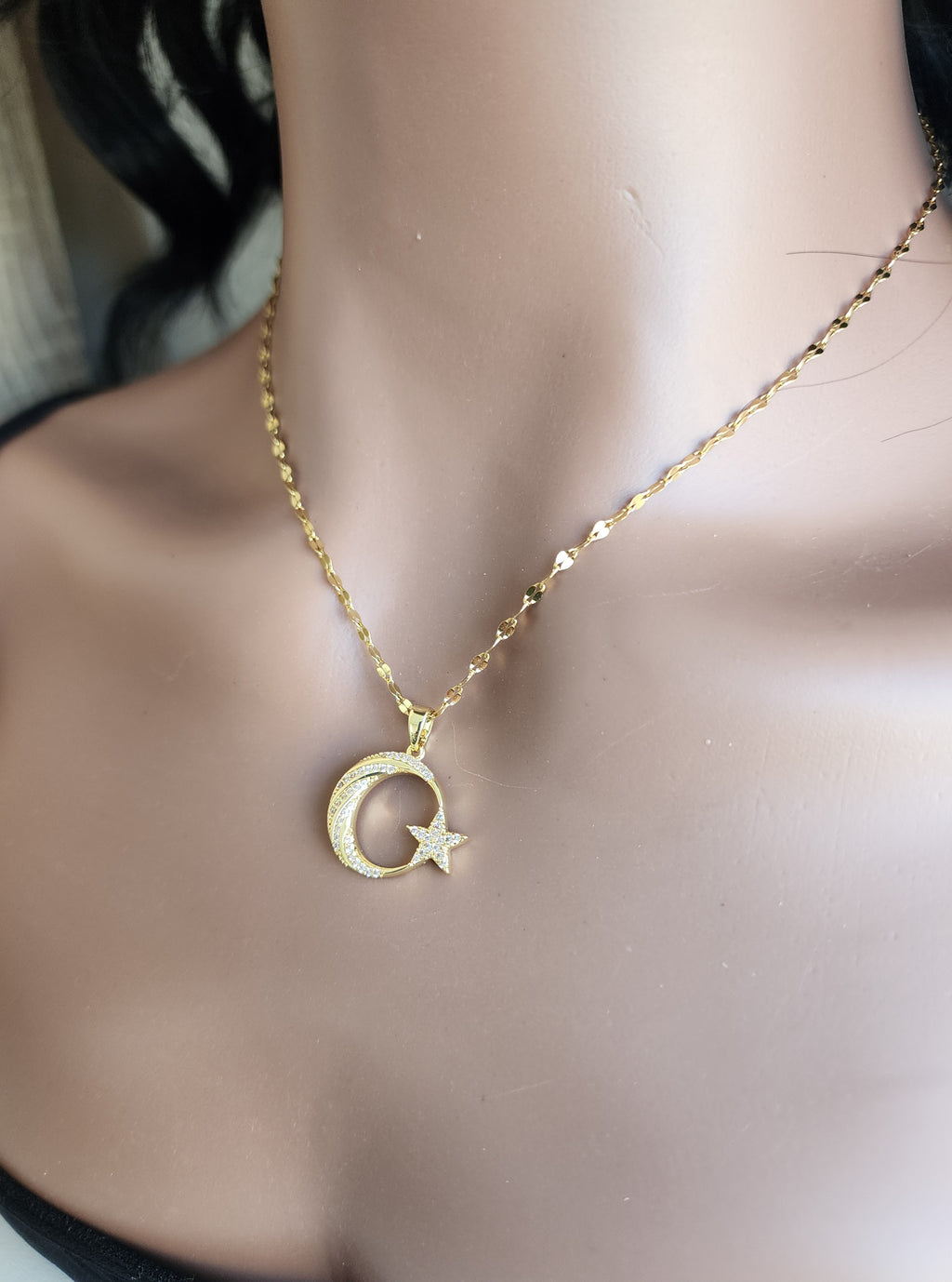 Collier pendentif Lune et soleil