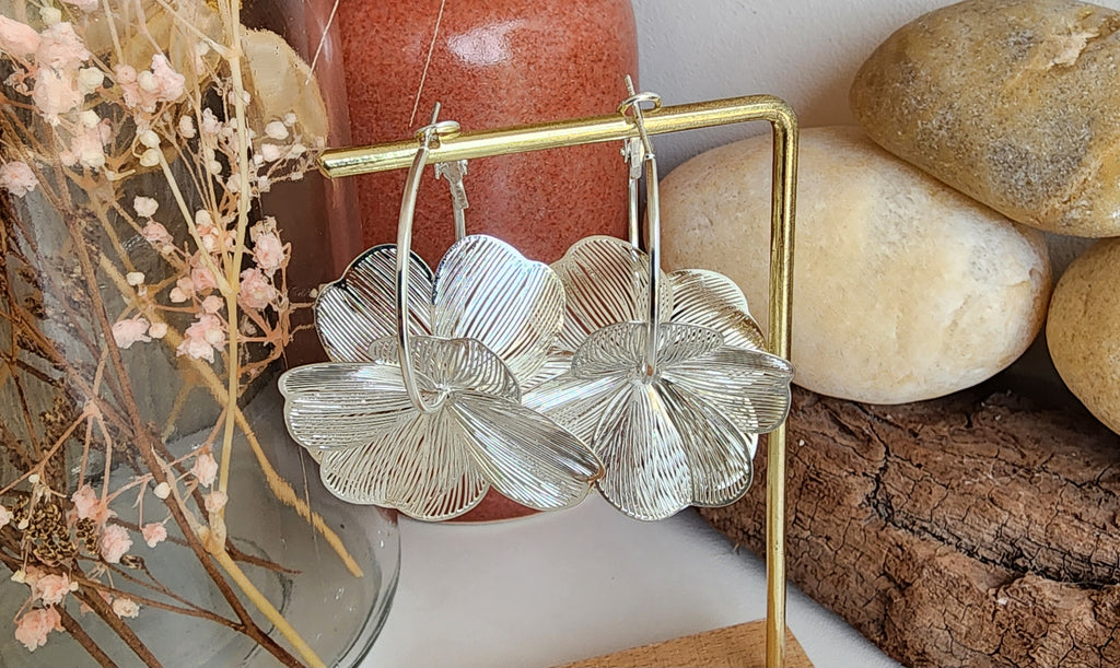 Boucles d'oreilles créoles fleurs
