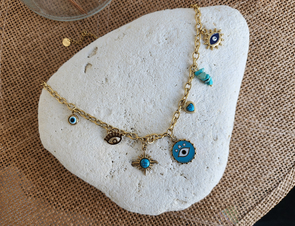 Collier à breloques oeil protecteur