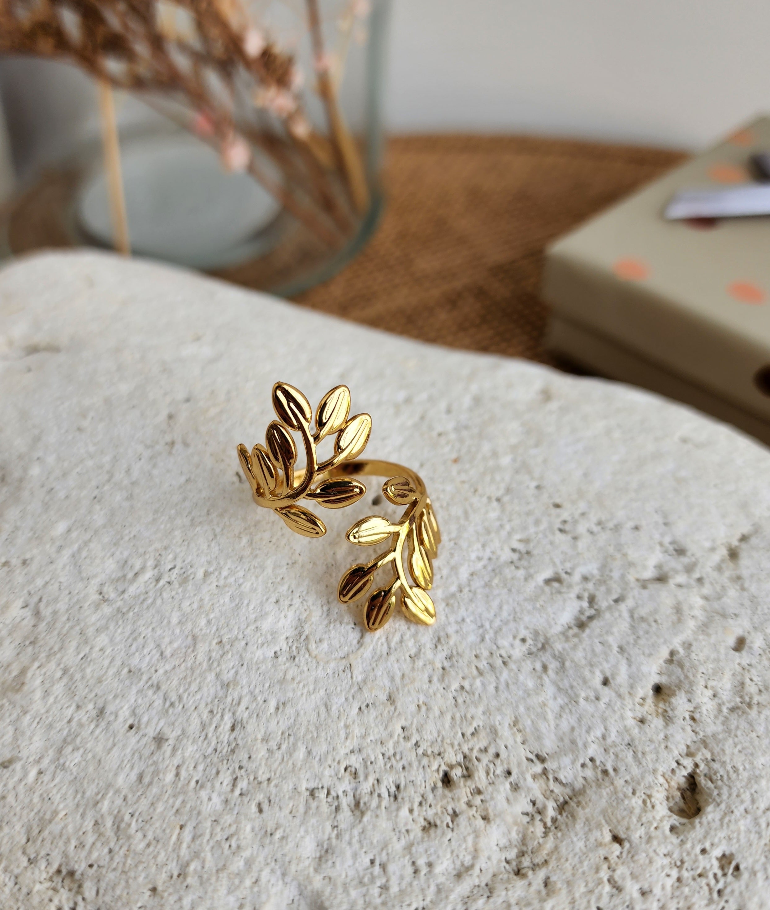 Bague ajustable feuilles