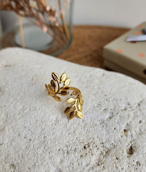 Bague ajustable feuilles