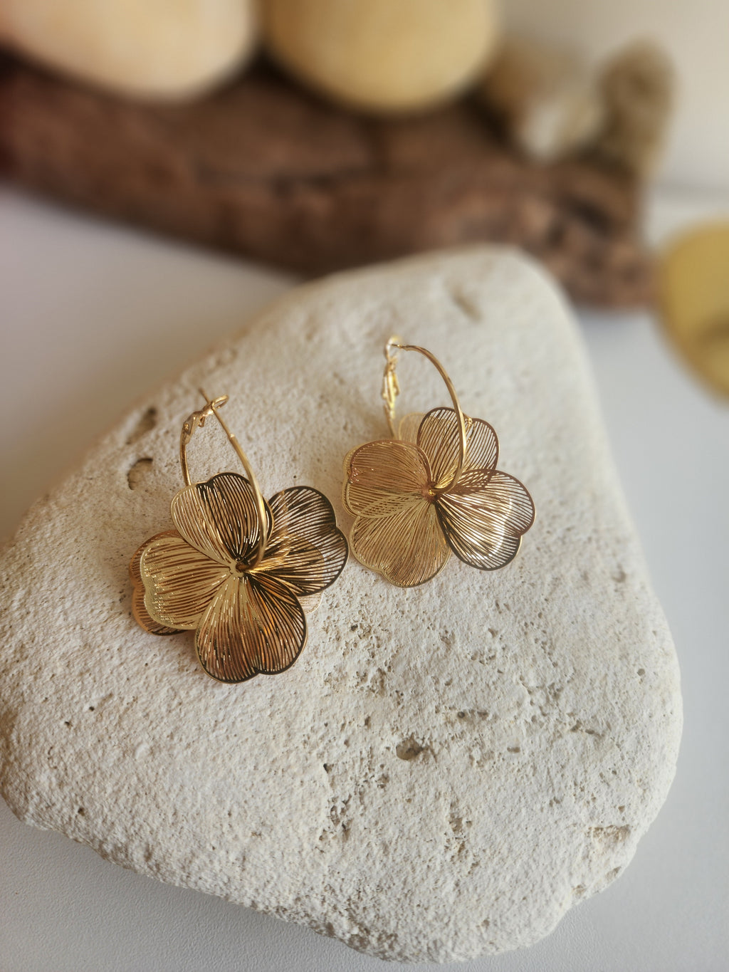 Boucles d'oreilles créoles fleurs