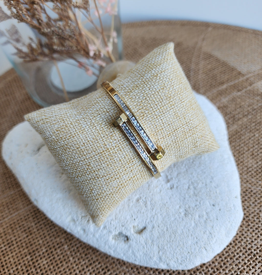Bracelet jonc clous et strass