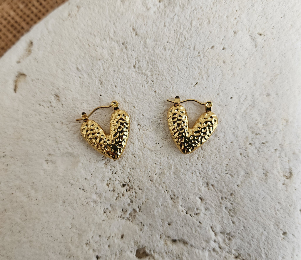 Boucles d'oreilles coeur martelé