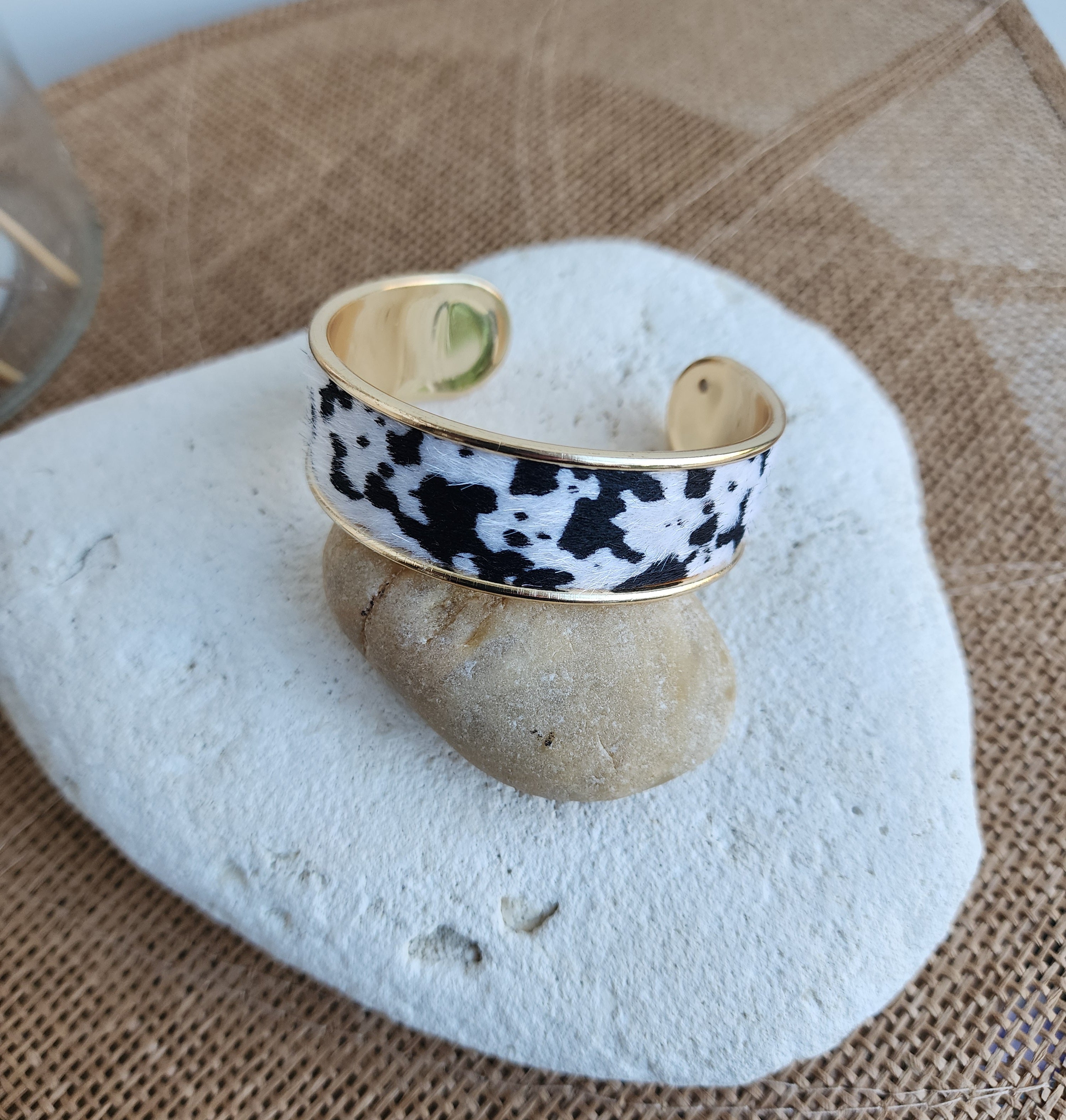 Bracelet jonc motifs imprimé "vachette "
