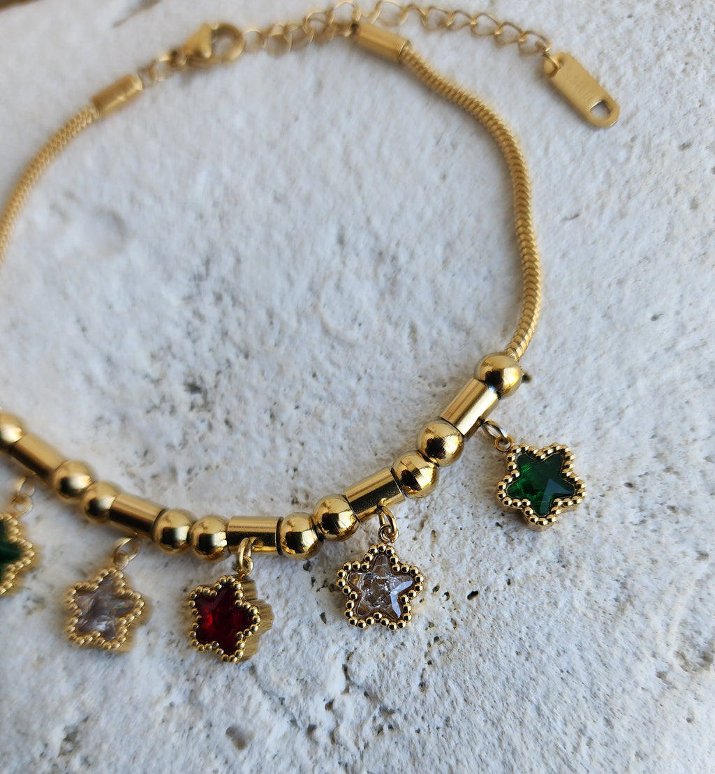 Bracelet à breloques fleurs