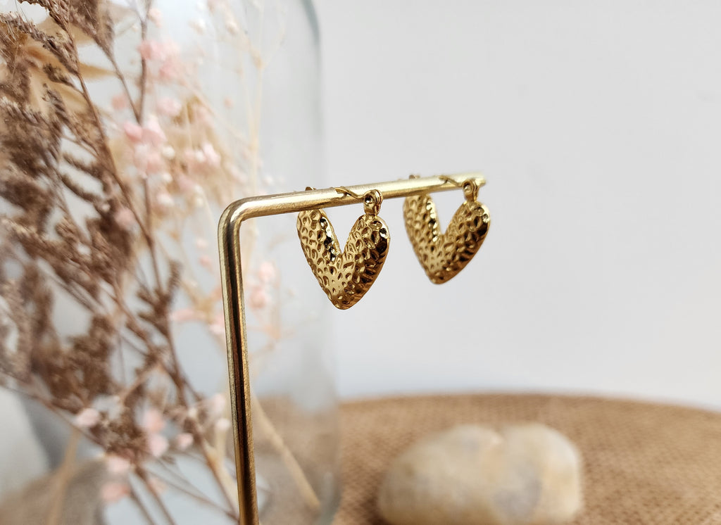 Boucles d'oreilles coeur martelé