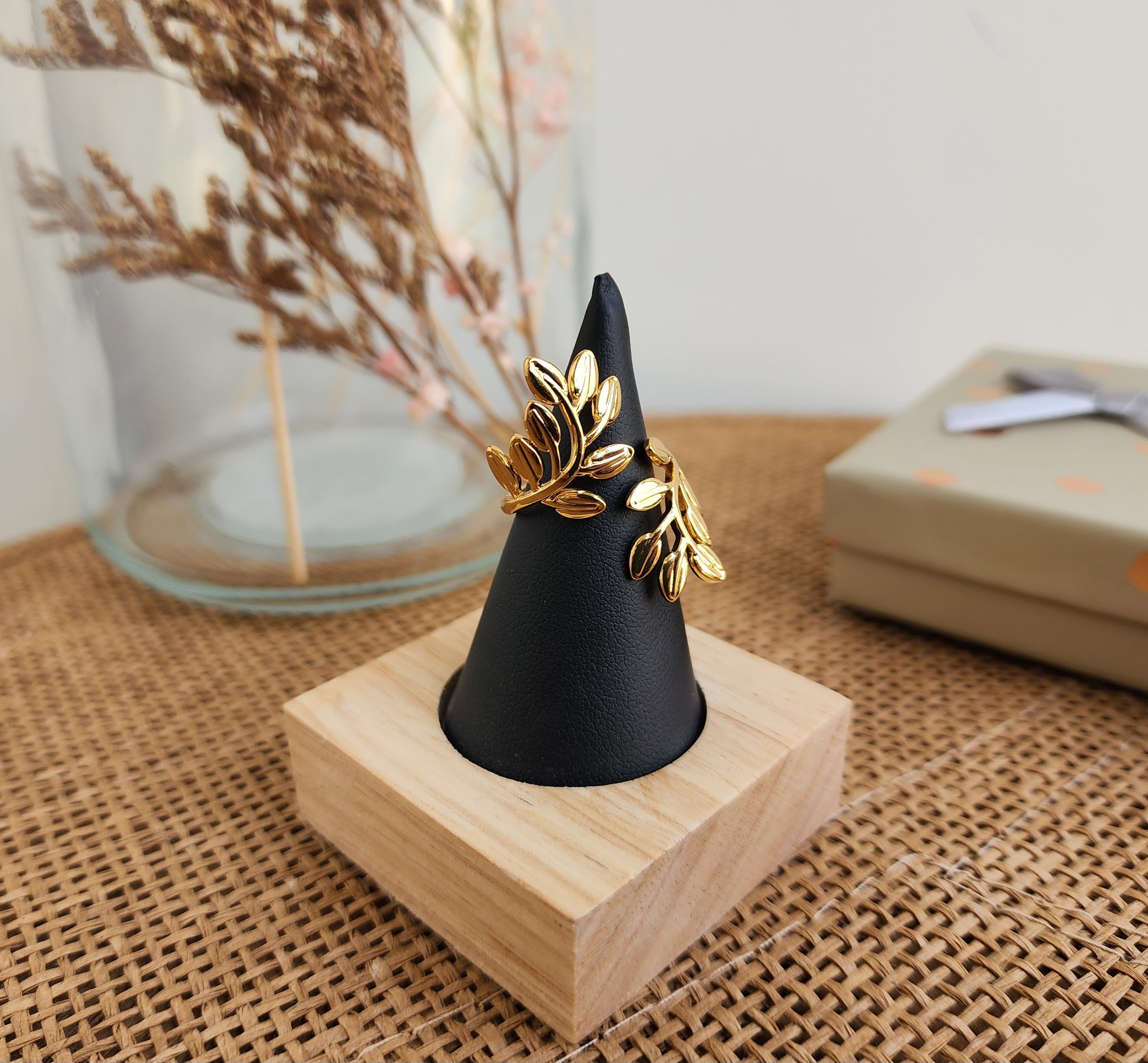 Bague ajustable feuilles