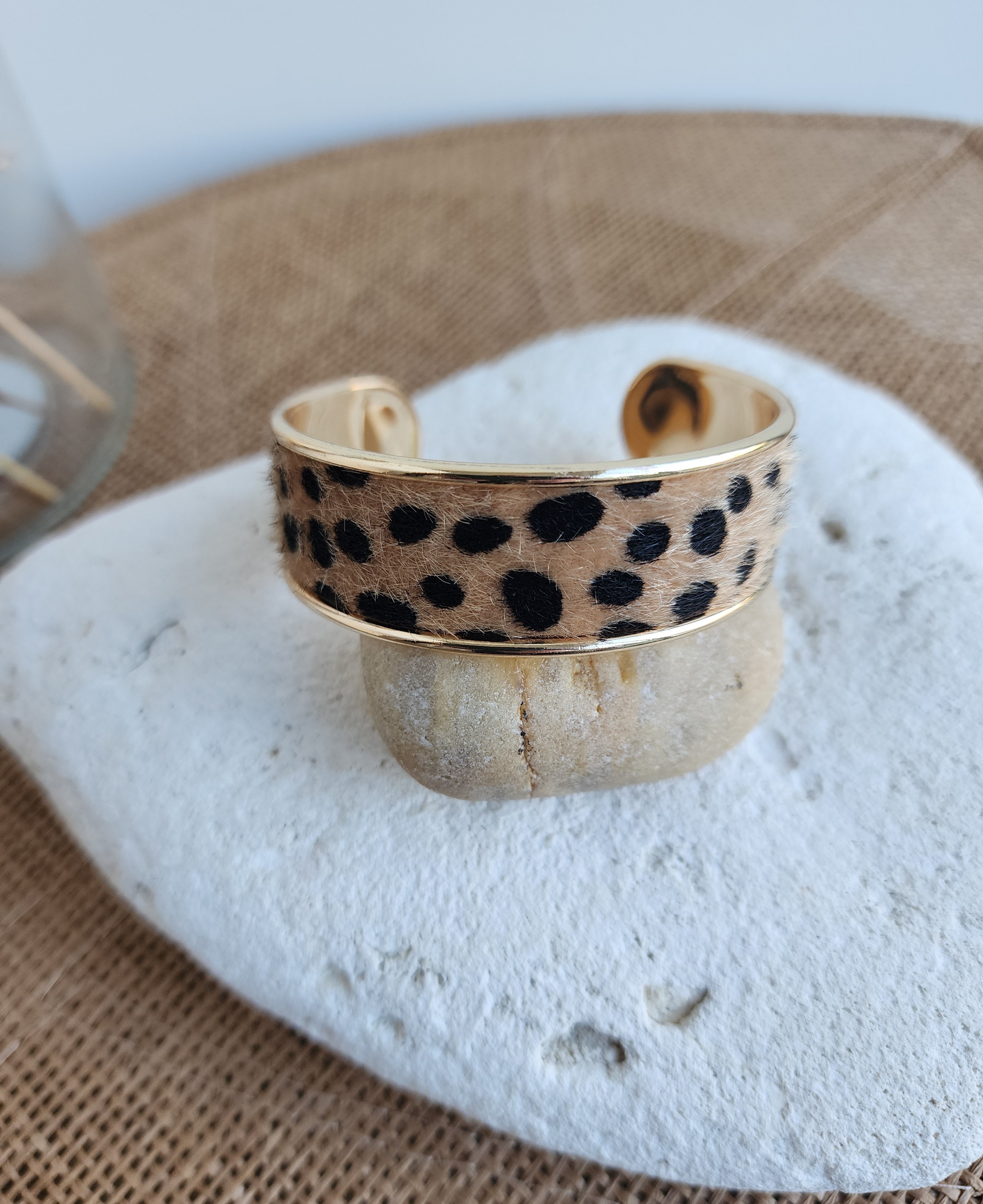 Bracelet jonc motifs léopard